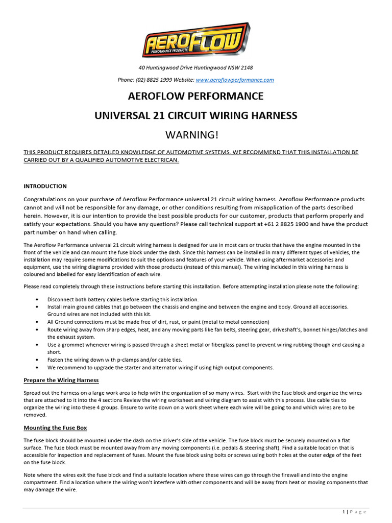 Universal 21 Circuit Wiring Harness Guide | PDF | Electrical Connector ...