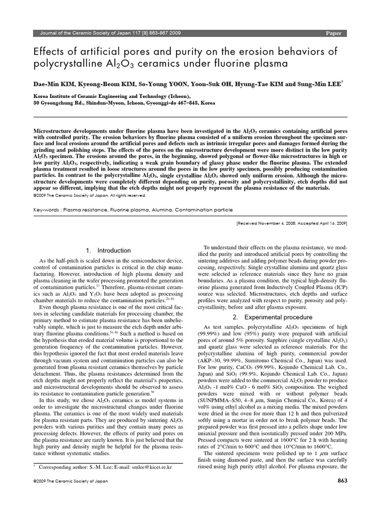 117 - 863 - Effects of Artificial Pores and Purity On The Erosion | PDF ...