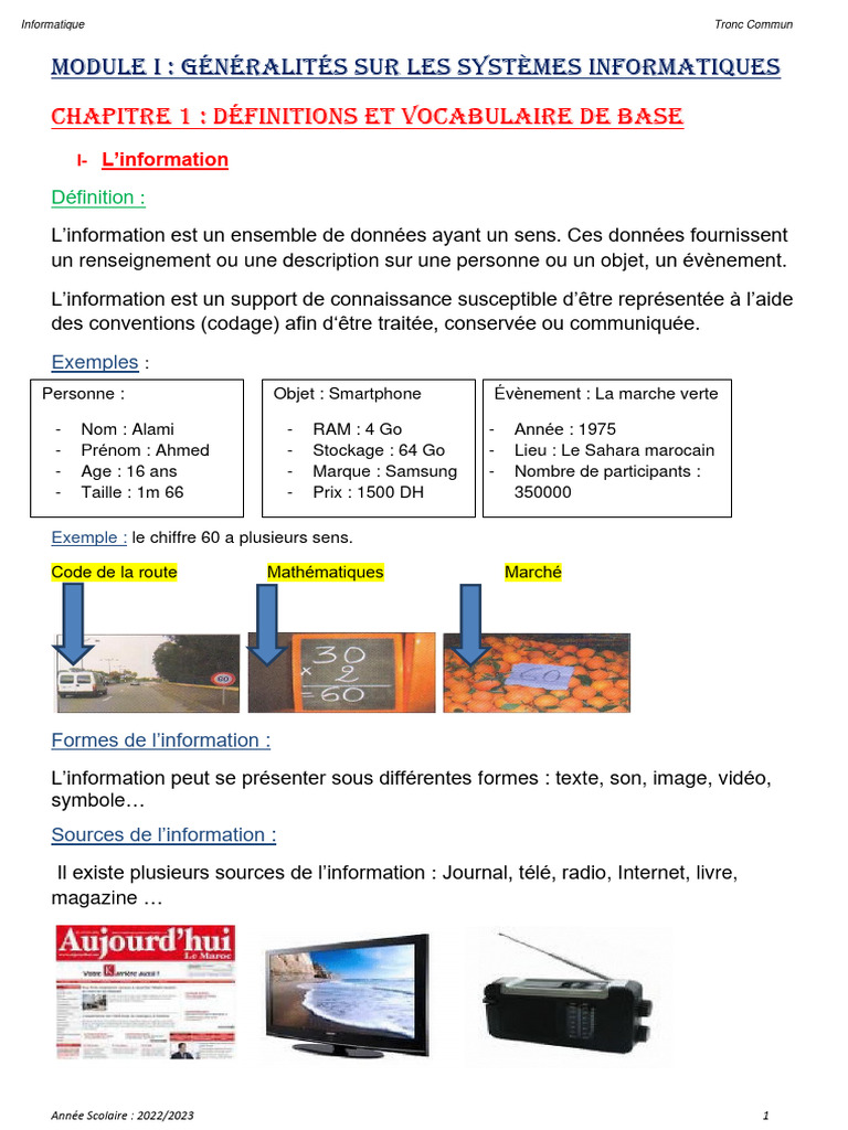Définitions et vocabulaire informatique | PDF | Informatique | Informations
