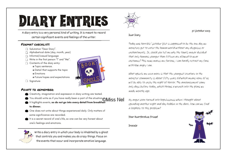 Diary Writing Tips & Ghost Story | PDF