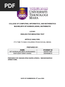 Article Analysis - LCC401