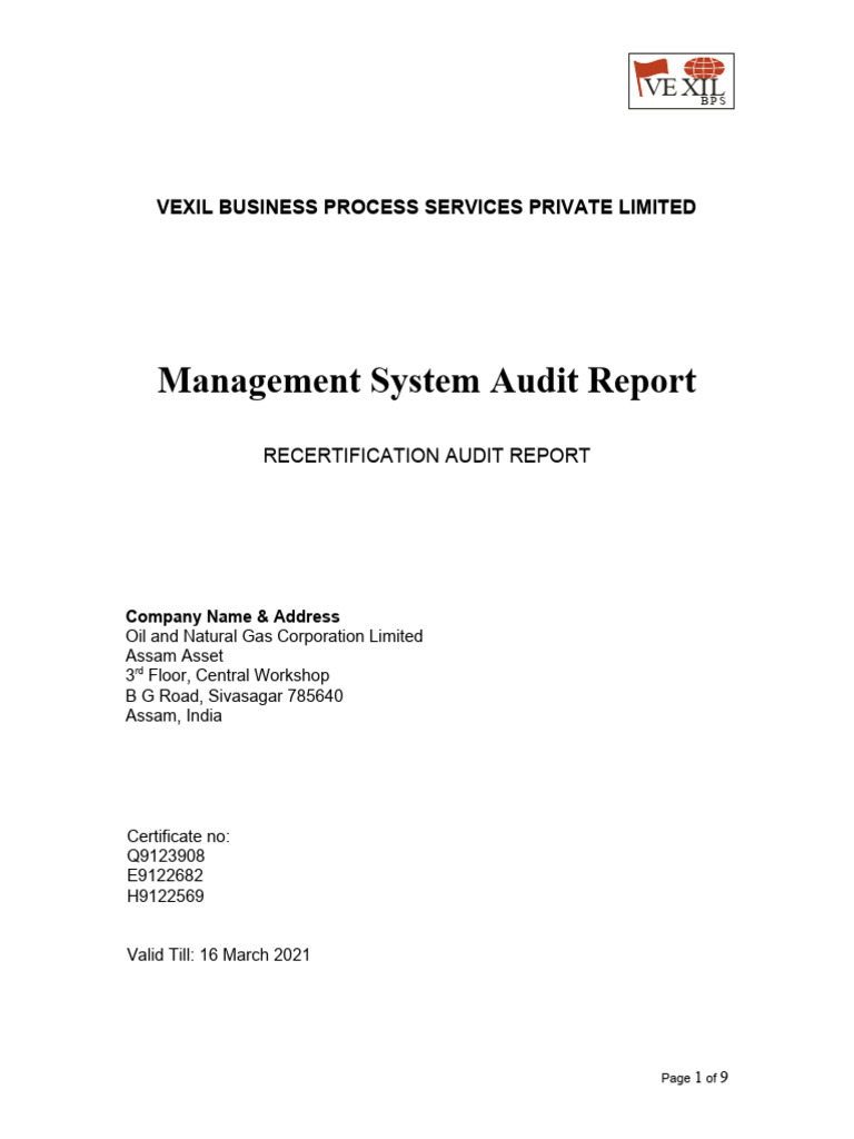 2218-B-OnGC Ltd. Assam - Recertification Audit Report Details - Cleaned ...