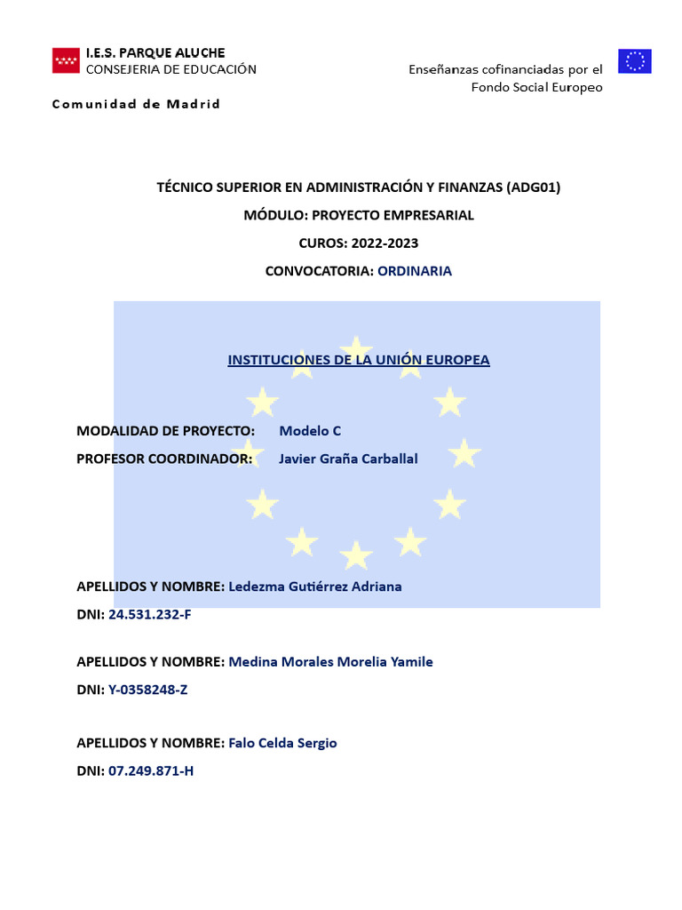 Instituciones Clave de la UE | PDF | Consejo europeo | Parlamento Europeo