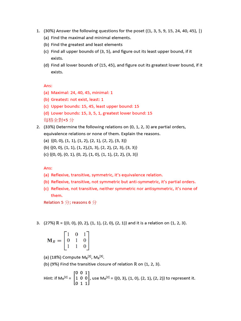 Poset and Relation Analysis Exercises | PDF | Teaching Methods & Materials