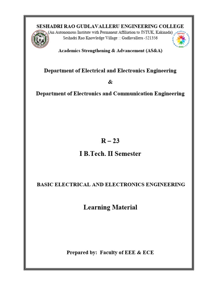 Basic Electrical & Electronics Engineering | PDF | Capacitor | Inductor