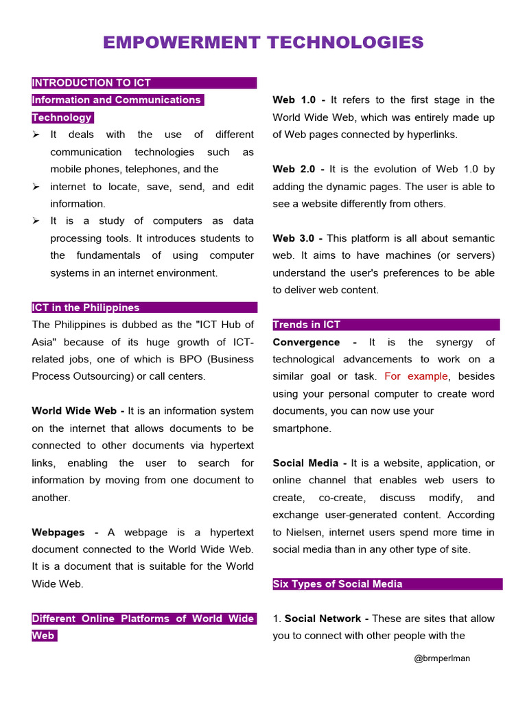 Empowerment Technology Overview | PDF | World Wide Web | Internet & Web