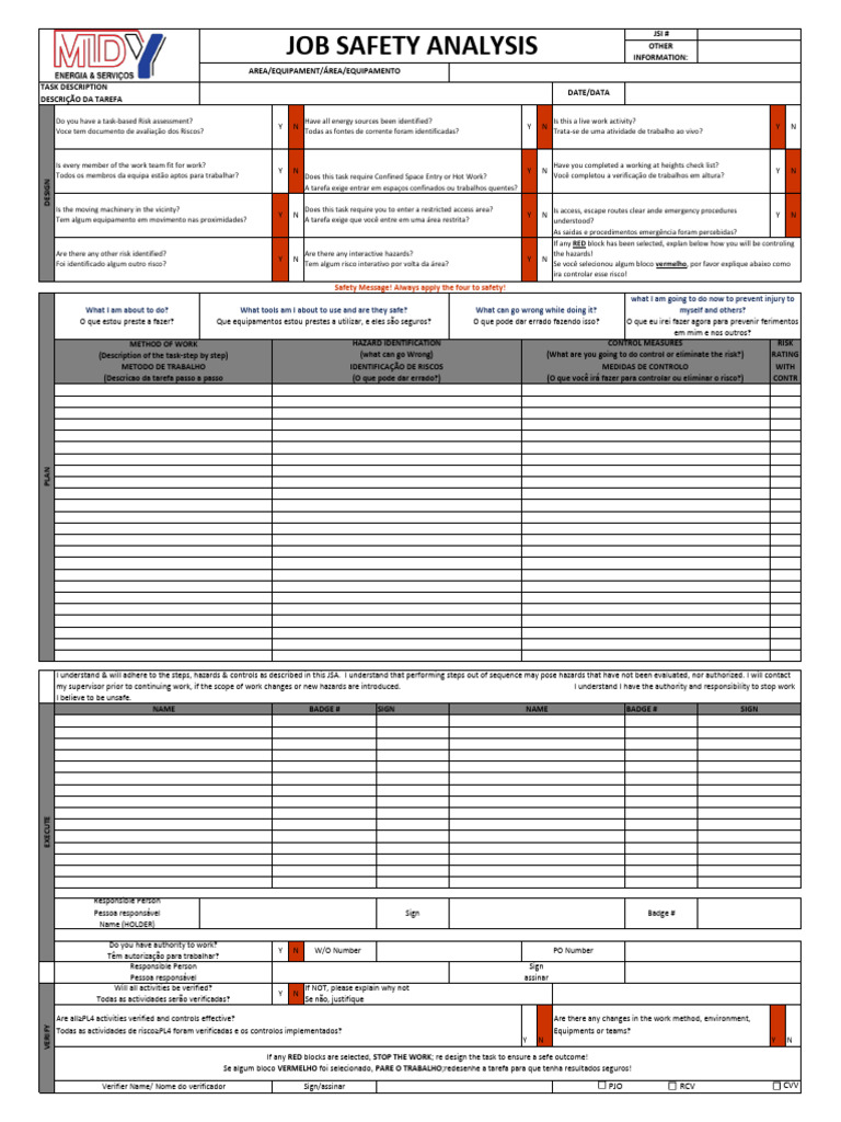 Job Safety Analysis-Midy | PDF