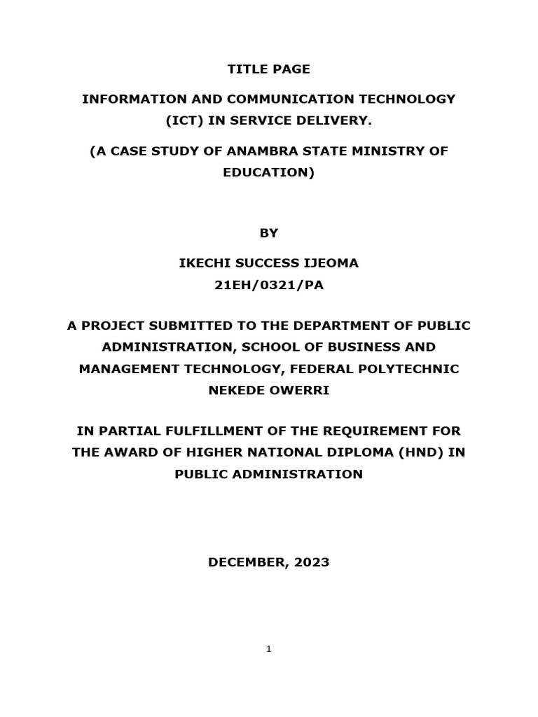 ICT in Service Delivery: Anambra Education | PDF | Information ...