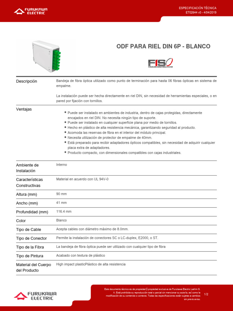 Odf para Riel Din 6P - Blanco: Descripción | PDF | Fibra óptica ...