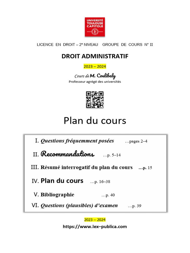 Guide du cours de Droit Administratif 2023 | PDF | Évolution de carrière