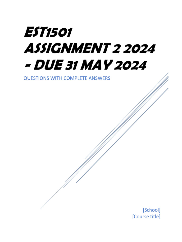 EST1501 Assignment 2 Overview 2024 | PDF | Traditional Knowledge ...