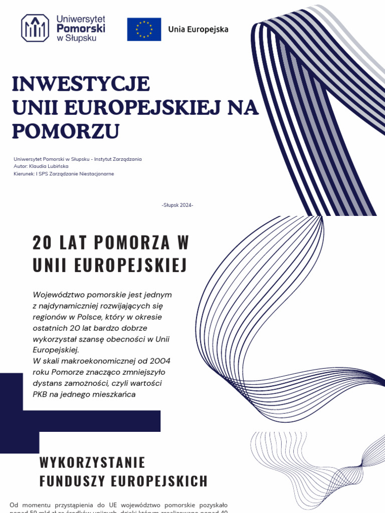 Inwestycje Unii Europejskiej Na Pomorzu | PDF