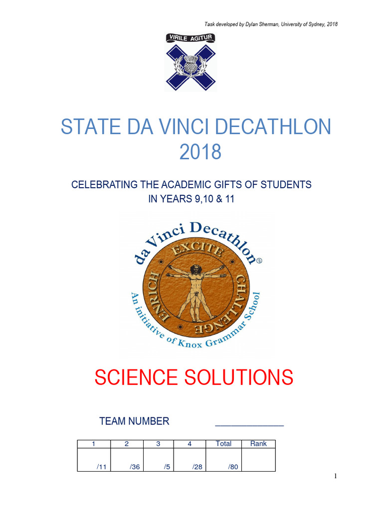 Science Solutions for Da Vinci Decathlon | PDF | Teaching Methods ...
