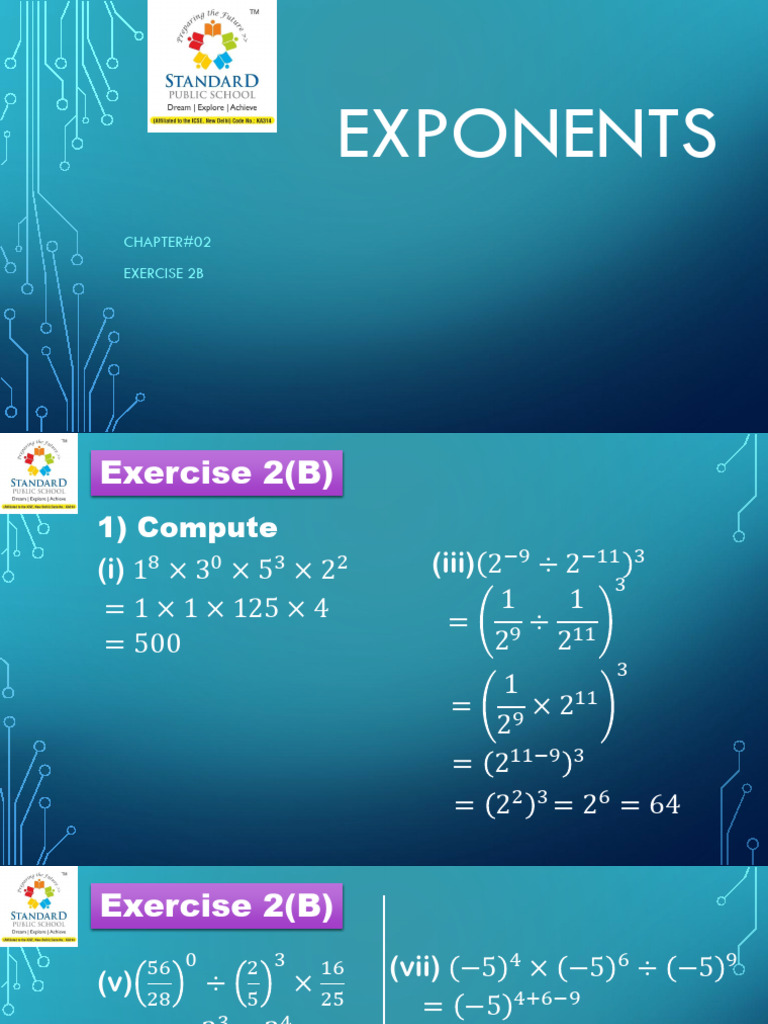 Ch#02 Exponents Ex (2B) | PDF