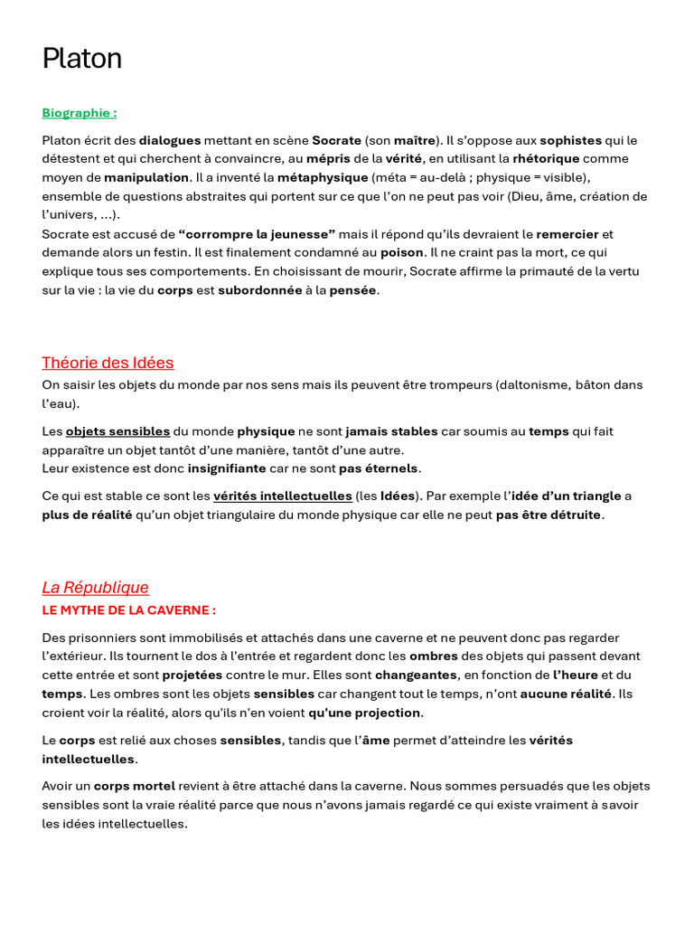 Platon : Philosophie et Mythes Essentiels | PDF | Platon