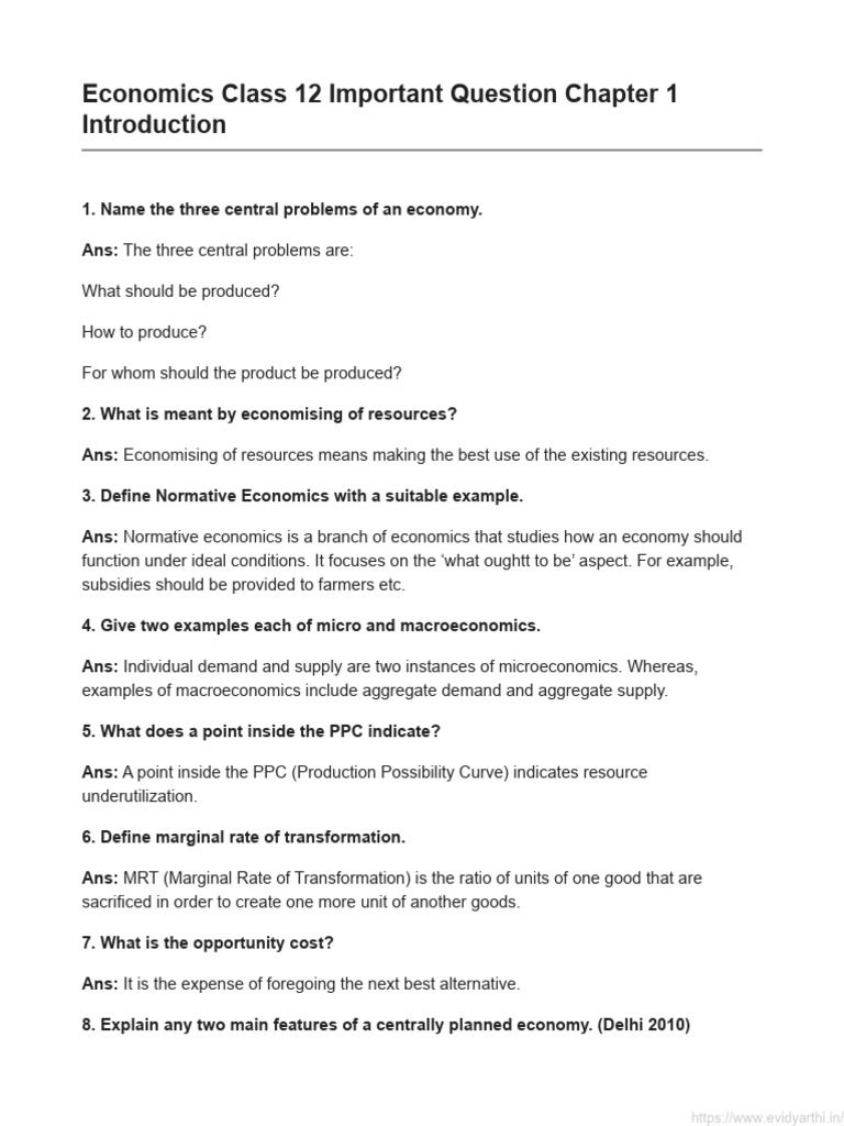Important questions class 12 micro chapter 1 pdf economics labour