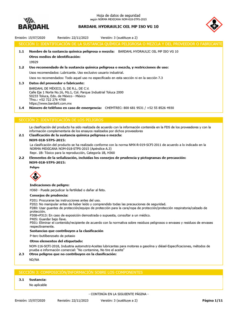 bardahlhydraulicoilmpisovg10hds PDF Química Contaminación