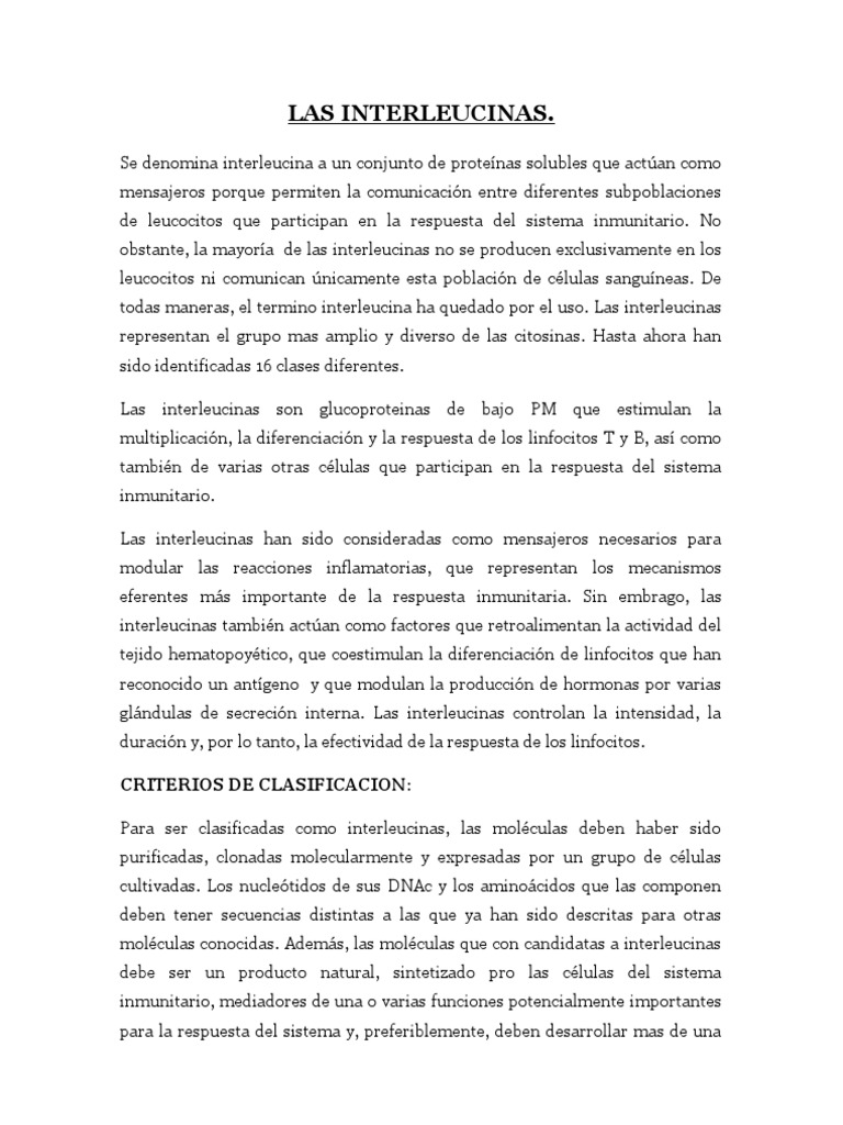 LAS INTERLEUCINAS | Quimiocina | Citocina