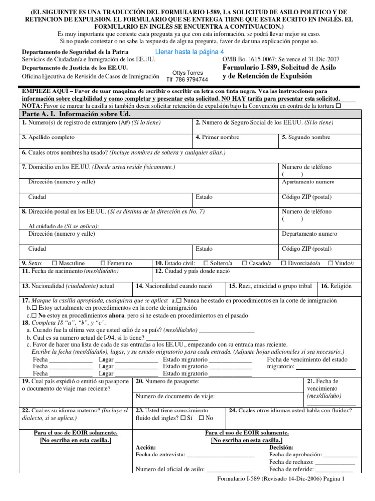 Form i 589 spanish pdf visa de viaje pasaporte