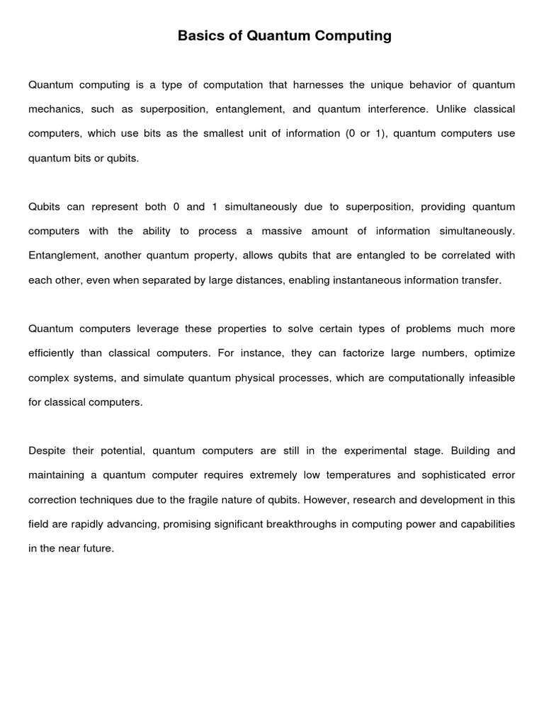 Basics of Quantum Computing | PDF