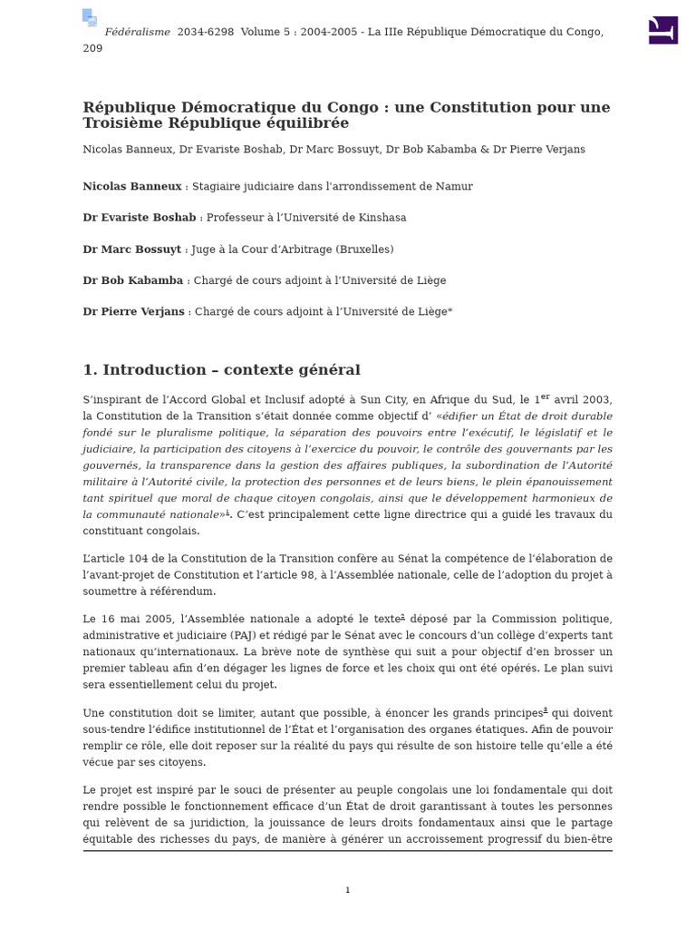 Constitution de la Troisième République RDC | PDF | Loi | Traité