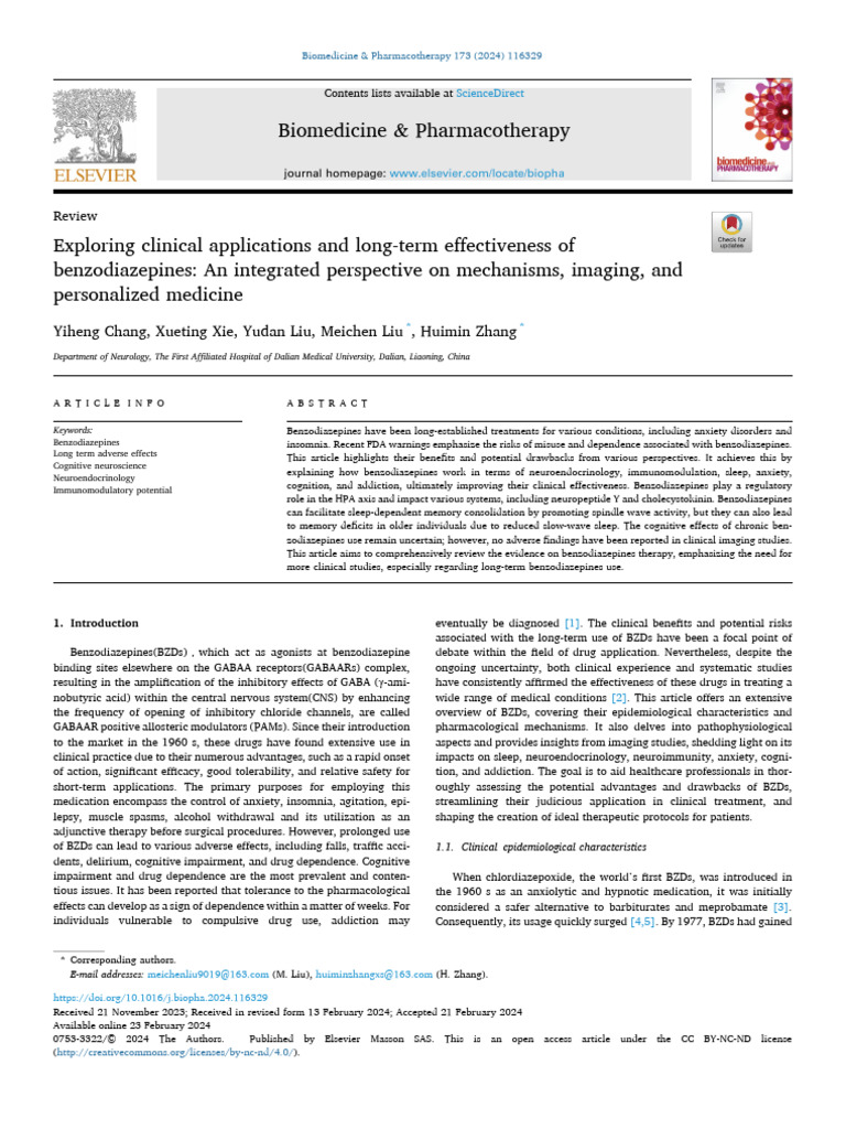 Clinical Application of Benzodiazepine | PDF