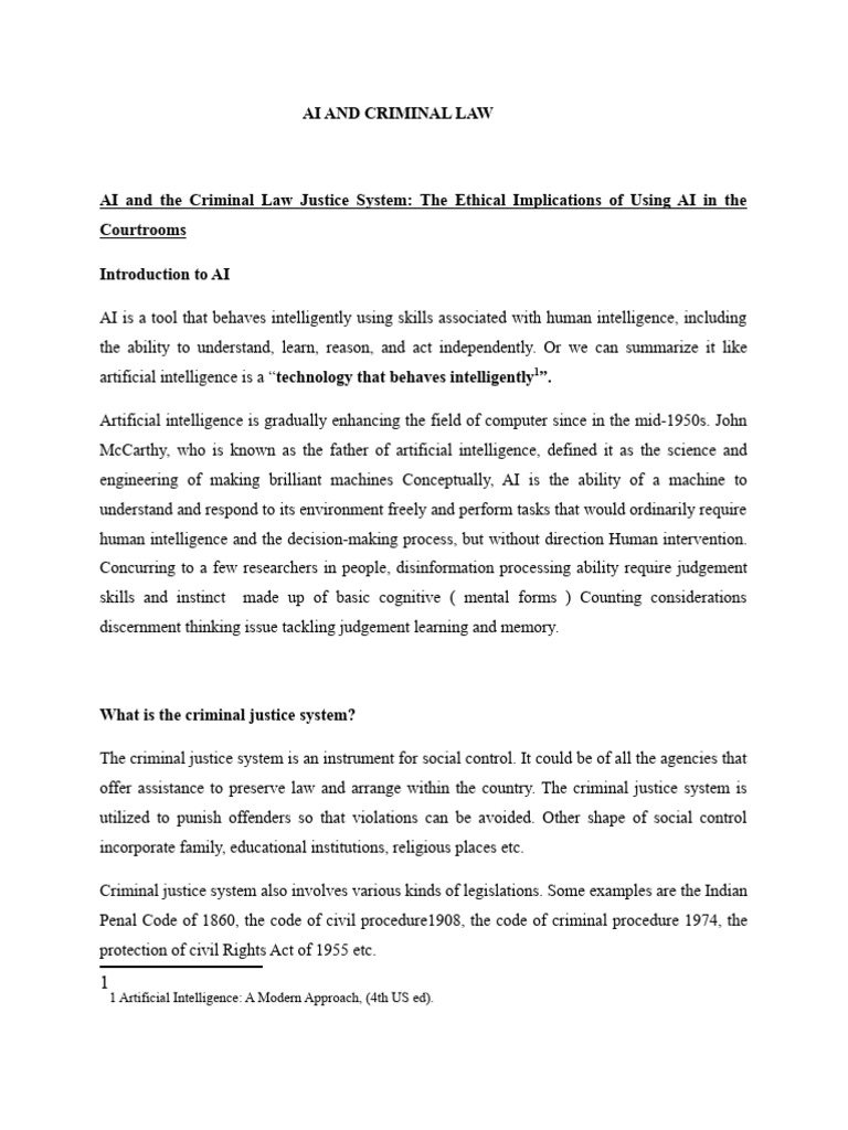 Article On Ai and Criminal Law | PDF | Artificial Intelligence ...