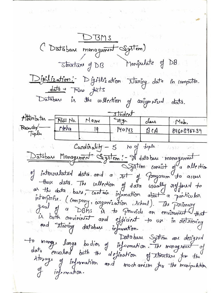 DBMS Notes 1,2 | PDF