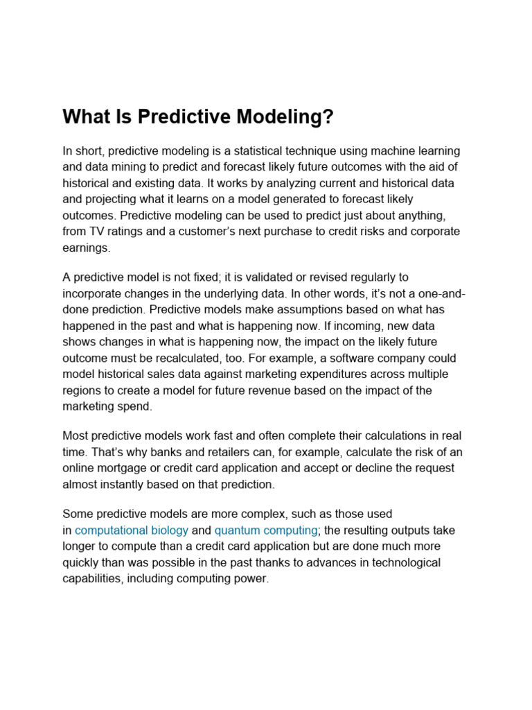 Understanding Predictive Modeling Techniques | PDF | Predictive ...