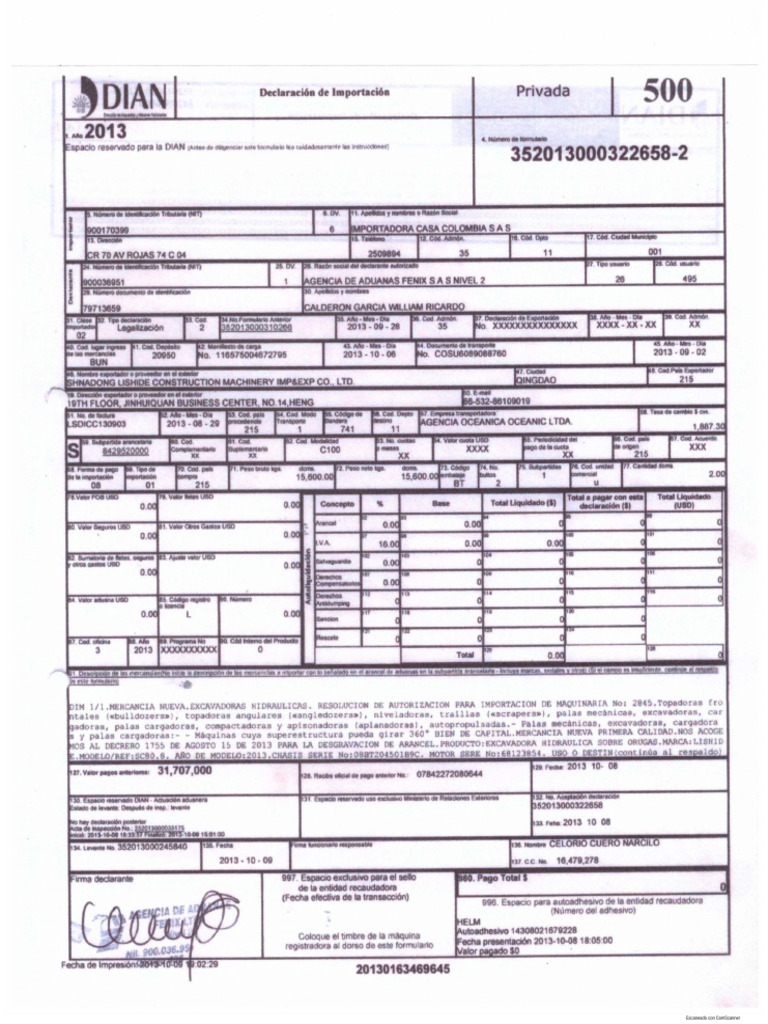 Declaración De Importación 80 Pdf