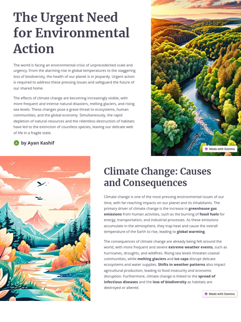 Urgent Environmental Action Needed | PDF | Climate Change | Efficient ...