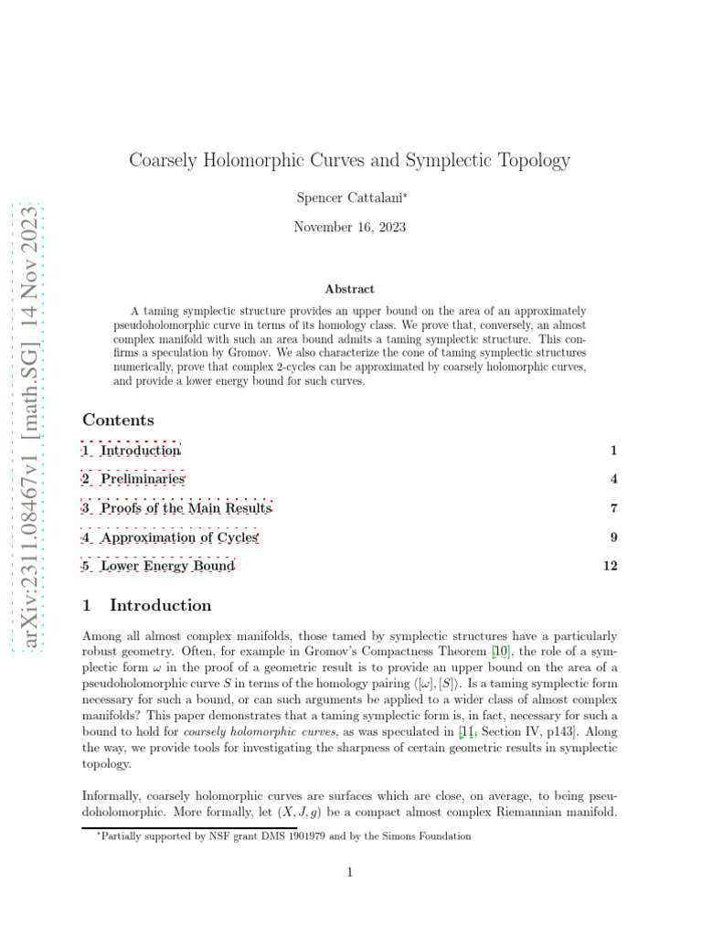 Coarsely Holomorphic Curves in Symplectic Topology | PDF | Manifold ...
