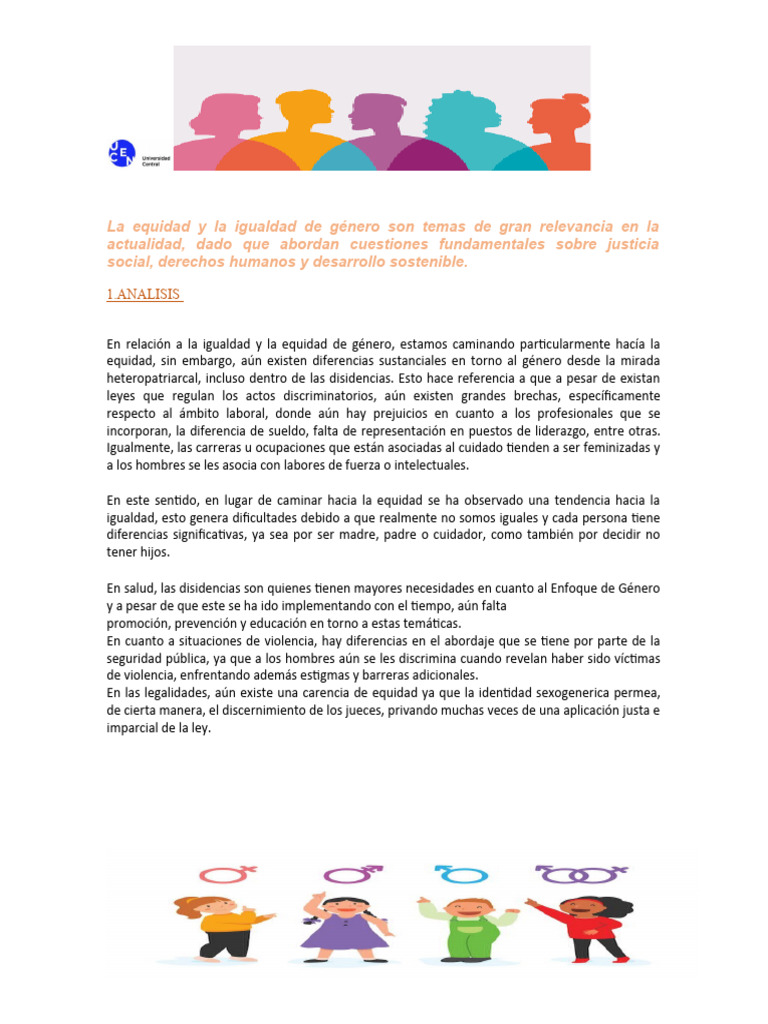 Equidad e Igualdad de Género | PDF | Igualdad de género | Estudios de ...