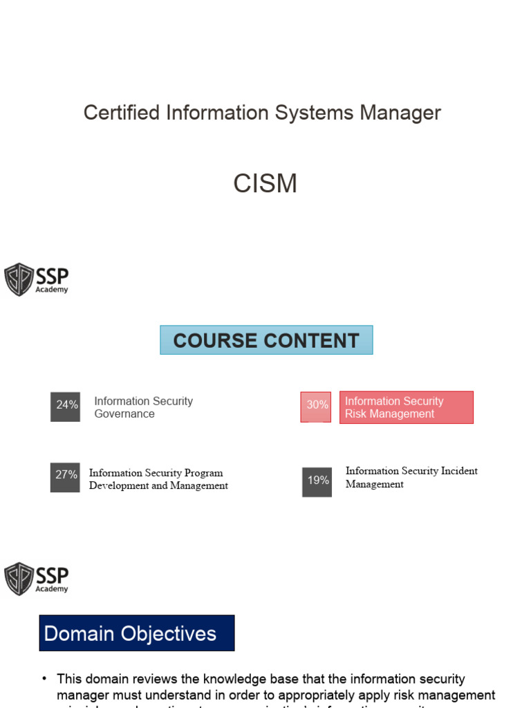 Cism Domains Pdf – Information Security Course Outline – MIVBSA
