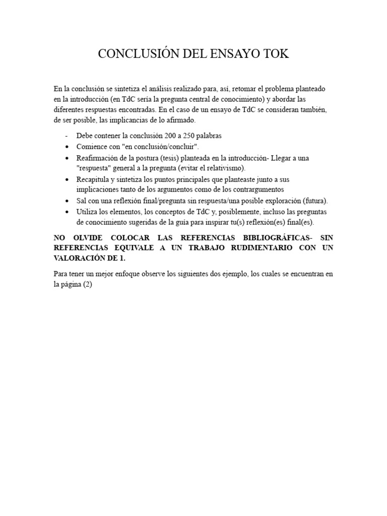 Conclusión del Ensayo TOK | PDF