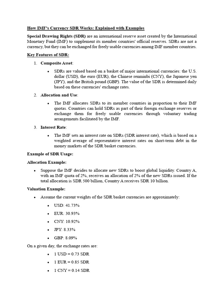 How SDR Works Shabbir PDF Special Drawing Rights International