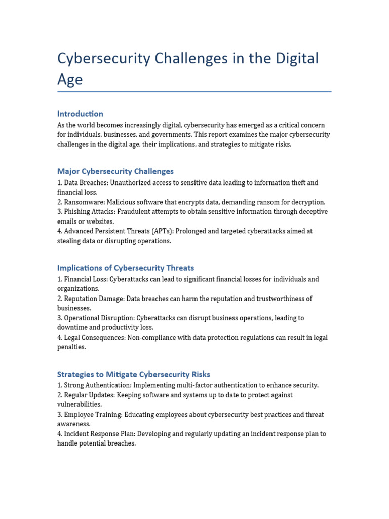 AI Strategies for Cybersecurity Challenges | PDF | Business | Finance ...