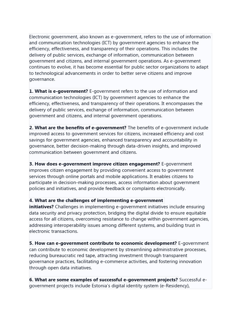 Understanding E-Government Benefits and Challenges | PDF | E Government ...