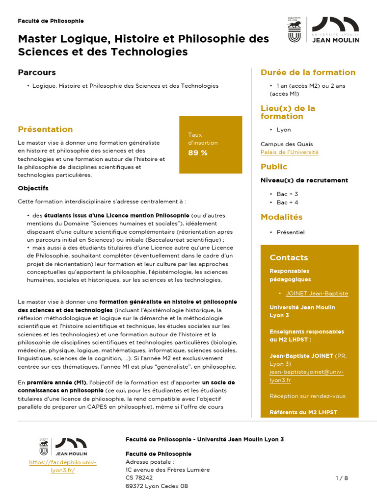 Master en Logique et Philosophie des Sciences | PDF | Science | Demande
