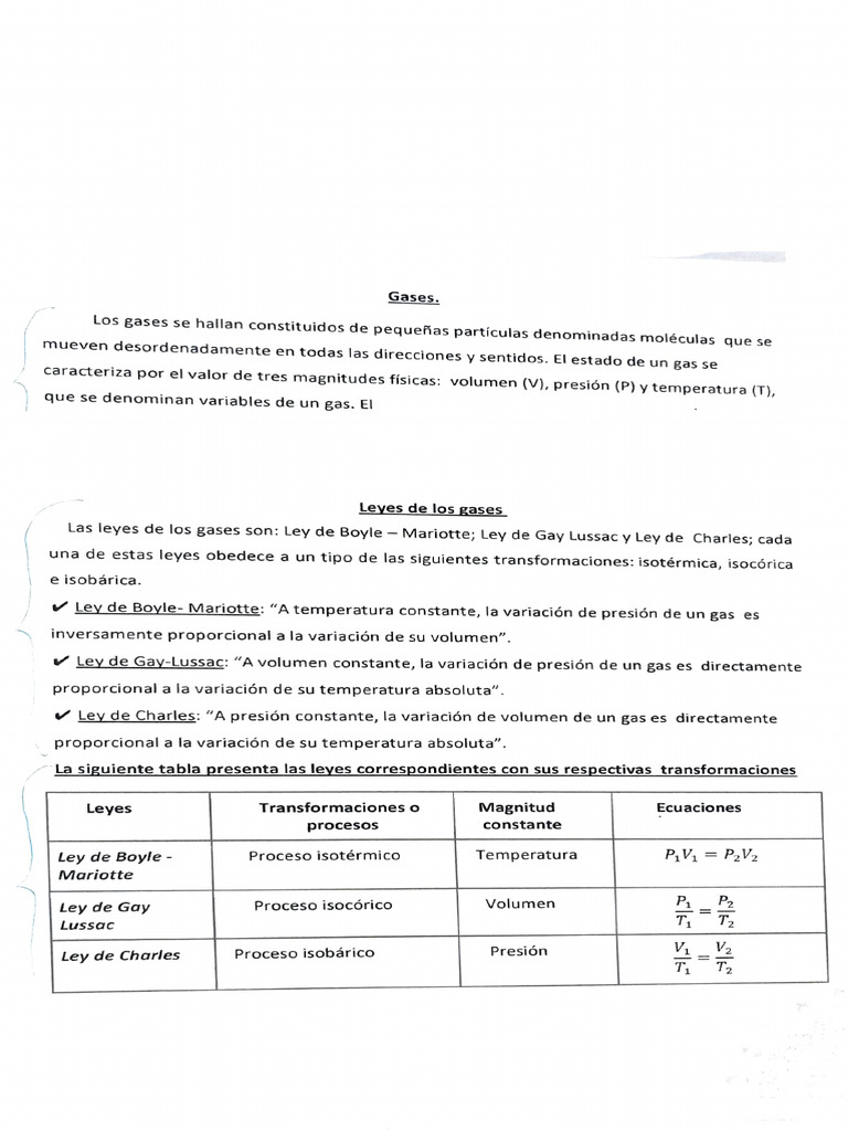 Leyes de los Gases: Boyle, Gay-Lussac y Charles | PDF | Gases | Física ...