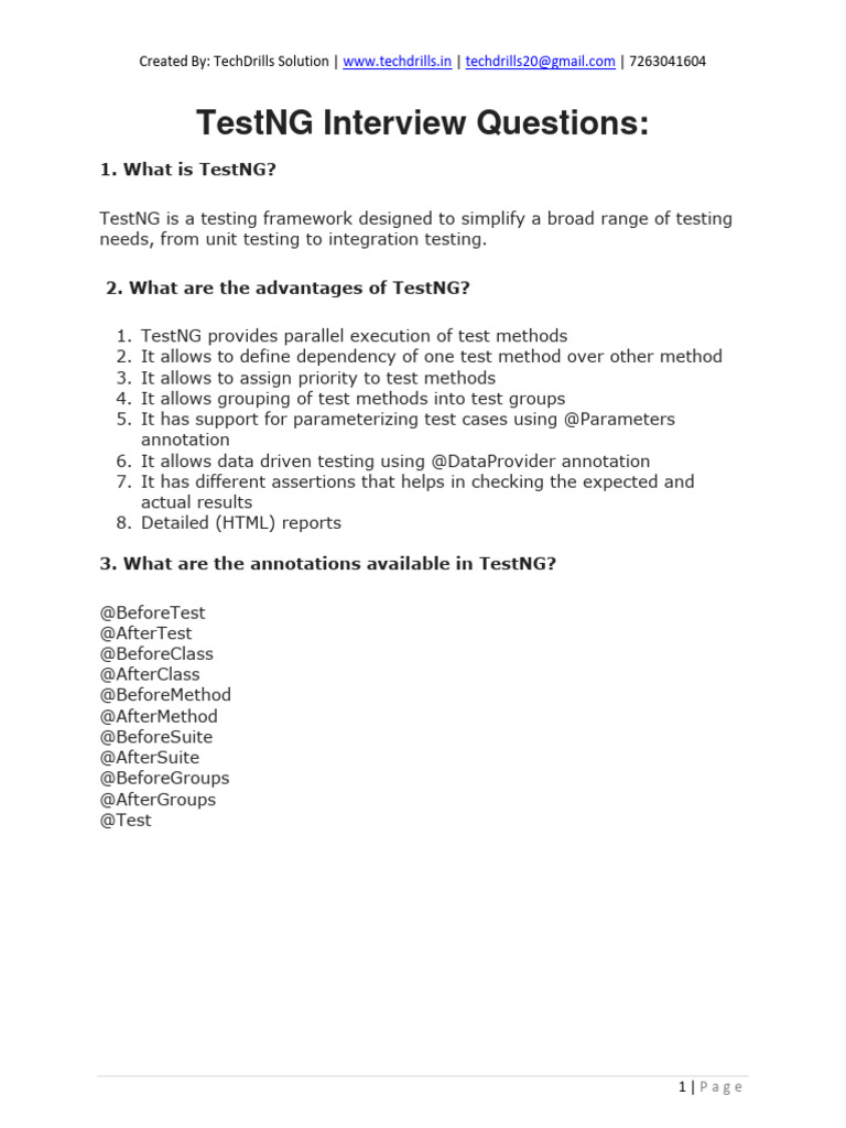 Testng interview questions pdf software testing parameter