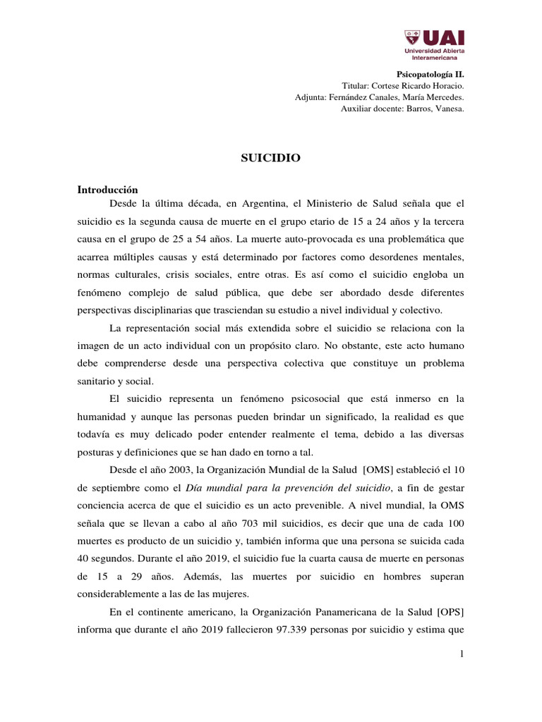 Prevención del Suicidio en Adolescentes | PDF | Suicidio | Trastorno ...