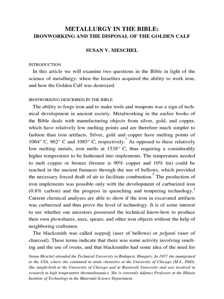 Metallurgy in the Bible Explained | PDF | Blacksmith | Gold