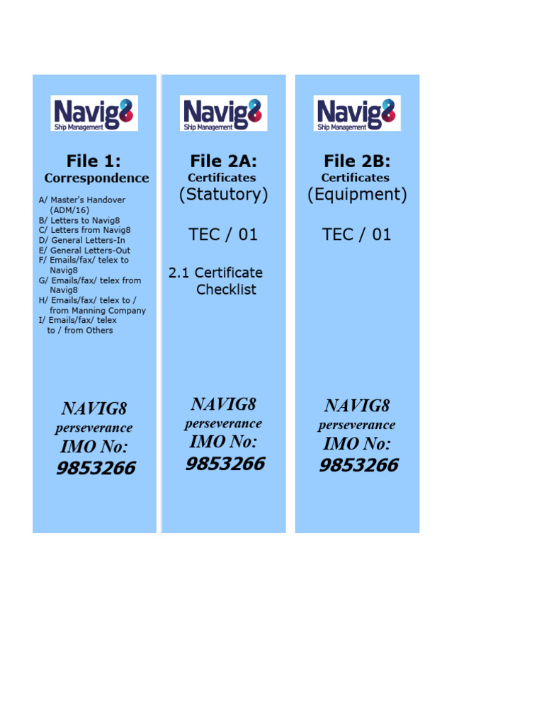 Navig8 Perseverance Document Index | PDF | Shipping | Water Transport