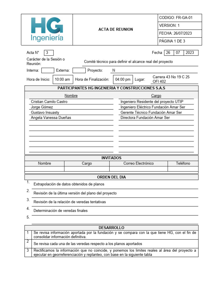 ACTA No 3 | PDF | Informática