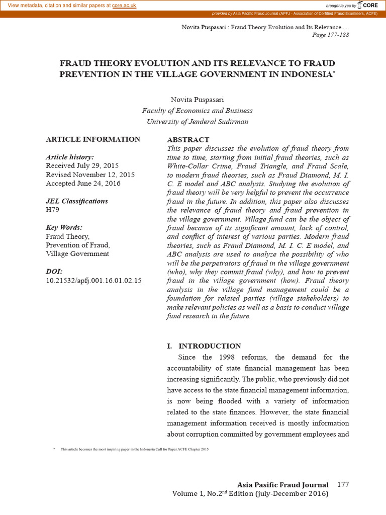 Fraud Theory In Indonesia Download Free Pdf Crimes Crime Violence