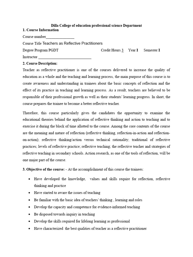 Teachers as Reflective Practitioners | PDF | Reflective Practice | Teachers