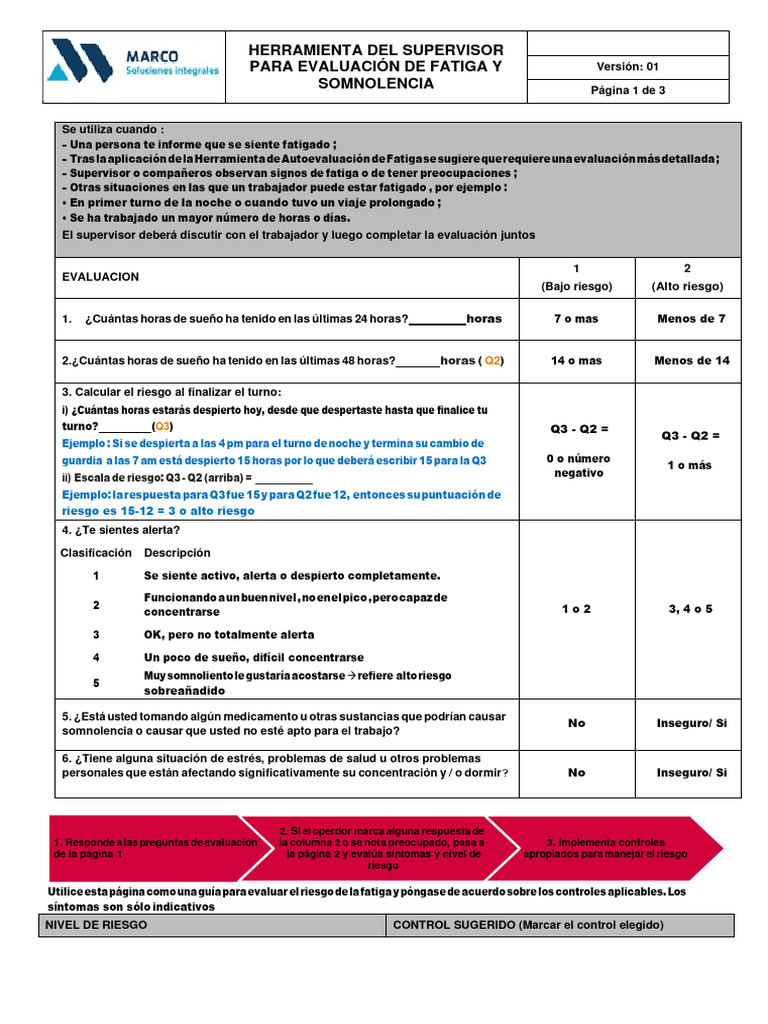 Evaluación de Fatiga y Somnolencia Laboral | PDF | Dormir | Estrés ...