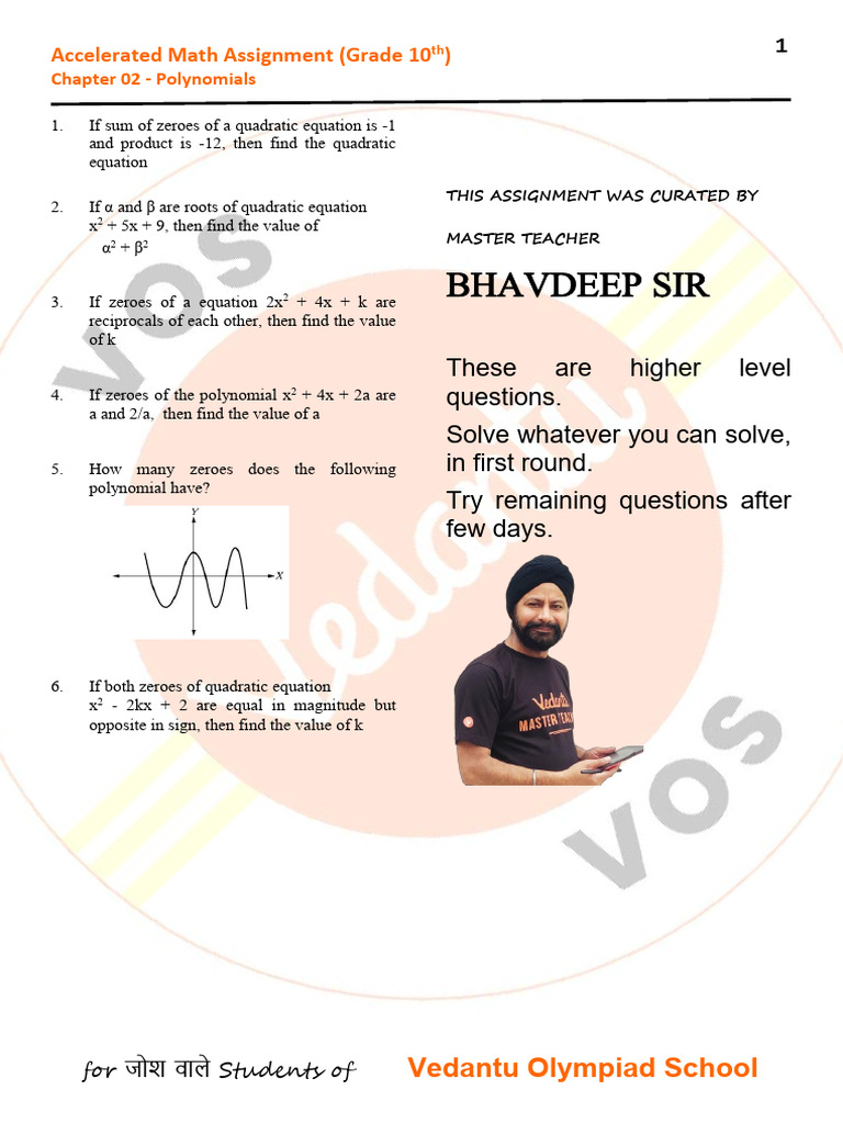 Grade 10 Polynomials Math Assignment | PDF