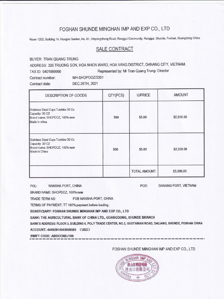 Contract Inv PL Shopdoz | PDF